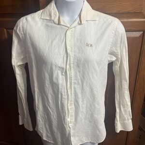 Heart Of Hard Rock Cafe Laura Be White Med‎ Button Down Shirt Gold Back Graphic